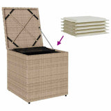 Cushion Box with Storage Beige 50 x 50 x 50 cm Poly Rattan 365412
