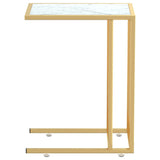 Computer Side Table White Marble 50x35x65 cm Tempered Glass 331648