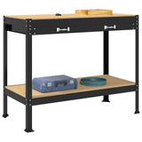 Workbench Black 114 x 54 x 91 cm Engineered Wood and Metal 42020126
