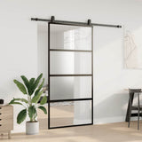 Sliding Door with Hardware Set Black 102.5x205 cm Tempered Glass 3375971