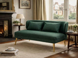 2 Seater Sofa, Linen-look Fabric Small Sofa with Wing Back, Thick Seat, Metal Legs, Dark Green T3398P554299