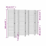 Room Divider 6 Panels White Solid Wood Paulownia 358841
