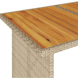 Garden Table with Wooden Top Beige 110x68x70 cm Poly Rattan 366357