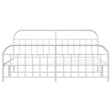 Bed Frame White Powder-Coated Steel Double Storage Bed Frame 353709