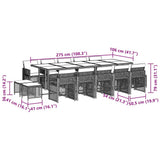 15 Piece Garden Dining Set with Cushions Grey Poly Rattan 3210812