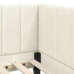 Corner Bed Frame with Headboard Cream 80 x 200 cm Velvet 42016335