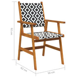 Garden Chair Set of 8 Natural Acacia with Black and White Pattern 3096601