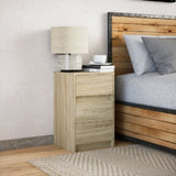 ZNTS Bedside Cabinet with LED Lights Sonoma Oak Engineered Wood 852014