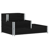 3-Tier Raised Bed Black 120x80 cm Solid Wood Pine 4010314