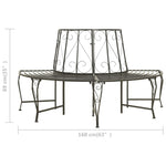 ZNTS Garden Half Round Tree Bench 160 cm Steel 313034
