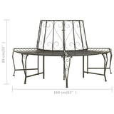ZNTS Garden Half Round Tree Bench 160 cm Steel 313034