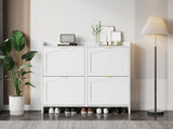 Modern Shoe Cabinet with 4 Flip Drawers, Freestanding Shoe Rack with Open Shelves, Suitable for N896P457053W