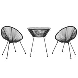 Dining Set Black Round PVC Rattan Decorative Inlays Dining Set 3085448
