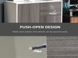 High Gloss Frame Sideboard, Side Cabinet, Push-Open Design with 2 Drawer for Living Room, Bedroom, T3398P328286