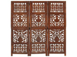 Hand Carved 3-Panel Room Divider Brown 120x165 cm Solid Mango Wood 285334