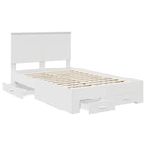 Bed Frame with Headboard White 120 x 190 cm Engineered Wood 3411332