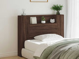 Storage Headboard with LED Brown Oak Engineered Wood 3418650