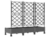 Garden Planter with Trellis&Wheels 3 pcs Light Grey PP 3423074