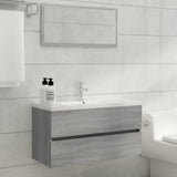 Sink Cabinet Grey Sonoma 90x38.5x45 cm Engineered Wood 815655