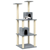 Cat Tree with Sisal Scratching Posts Light Grey 141 cm 171525