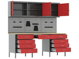 Work Cabinet with Drawer 8 pcs Red Engineered Wood and Steel 3321459