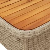 Garden Table Beige 110x110x71 cm Poly Rattan and Acacia Wood 368274
