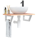 Basin Shelf Wall Mounted Steel and Solid Wood Oak 3302562