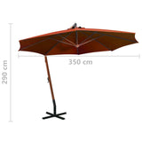 Hanging Garden Parasol with Pole Terracotta 3.5x2.9 m Solid Fir Wood 313771