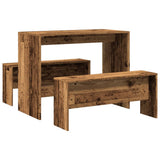 3 Piece Dining Table and Bench set Old Wood Engineered Wood 855538