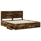 Bed Frame with Drawer Smoked Oak 180 x 200 cm Engineer Wood 3410160
