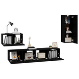 4 Piece TV Cabinet Set Black Engineered Wood 3114335