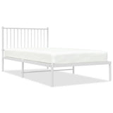 Metal Bed Frame without Mattress with Headboard White 100x200cm 350926