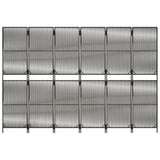 Room Divider 6 Panels Grey Poly Rattan 365402