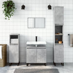 ZNTS 3 Piece Bathroom Cabinet Set Concrete Grey Engineered Wood 3187801