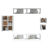 8 Piece TV Cabinet Set White Engineered Wood 3114486