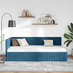 Corner Bed Frame with Headboard Blue 100 x 200 cm Velvet 42016275