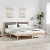 Bed Frame with Headboard Taupe 200 x 200 cm Solid Pine Wood 3394231