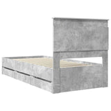 Bed Frame with Drawer Concrete Grey 100 x 200 cm Engineer Wood 3410200