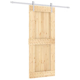 Sliding Door with Hardware Set 85x210 cm Solid Wood Pine 3203034