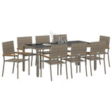Garden Dining Set 9 pcs Grey Poly Rattan 3365400