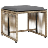 7 Piece Garden Dining Set with Cushions Beige Poly Rattan 369012
