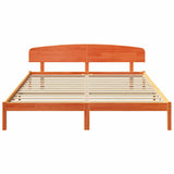 Bed Frame with Headboard Wax Brown 200 x 200 cm Solid Pine Wood 872052