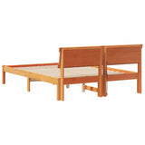 Bed Frame with Headboard Wax Brown 120 x 190 cm Solid Pine Wood 872832