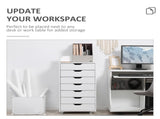Seven-Drawer Filing Cabinet, with Wheels - White T3398P330433
