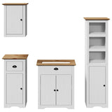 4 Piece Bathroom Furniture Set BODO White and Brown Solid Wood Pine 3307651