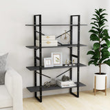 4-Tier Book Cabinet Grey 100x30x140 cm Solid Pine Wood 806484