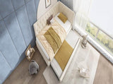 Upholstered Bed Daybed with Pull-Out Bed, 3FT Single Sofa Bed 90 x 190 cm, Ottoman Bed Trundle Beds N601P377081B