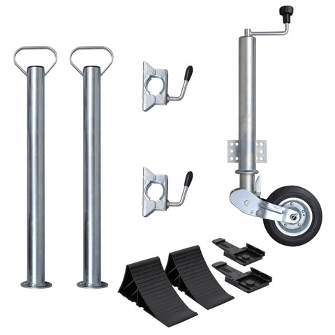 Trailer Jack Wheel 60 mm with 2 Support Tubes and 2 Split Clamps 3214424