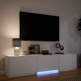 TV Cabinet with LED White 165 x 34 x 40 cm Engineered Wood 3418722