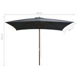 Garden Parasol with Wooden Pole 200x300 cm Anthracite 44513